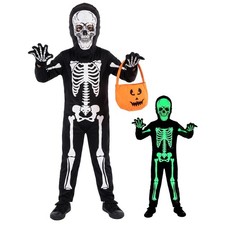 Kids Skeleton Costume Glow in the Dark Halloween Costume Set for