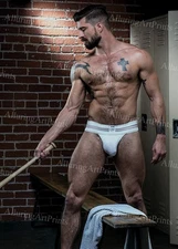 Male Model Photo Print Muscular Handsome Shirtless Hunk Abs Jock -521D