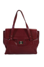 Elie Saab Unisex Adults Leather Gold Toned Hardware Satchel Handbag Cherry Red