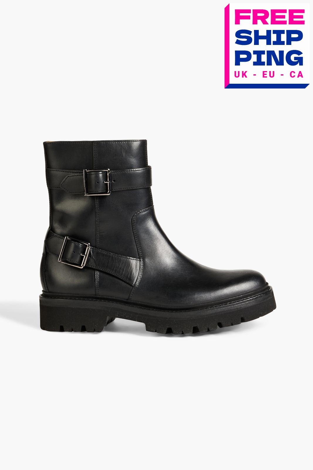 RRP€468 GRENSON Leather Biker Boots US7.5 UK5 EU38 Extralight Buckle Black