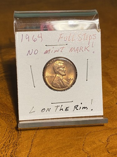 1964 Lincoln Penny-a rare treasure. No mint strike error coin. L is in Rim.  - Picture 3 of 7