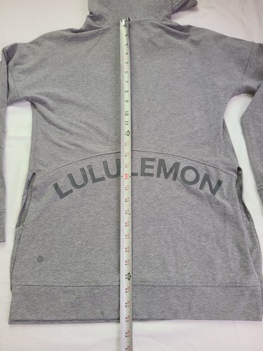 Lululemon Women's Long Sleeve Pullover Hoodie Grey side slit Pocket Soft - Picture 4 of 19