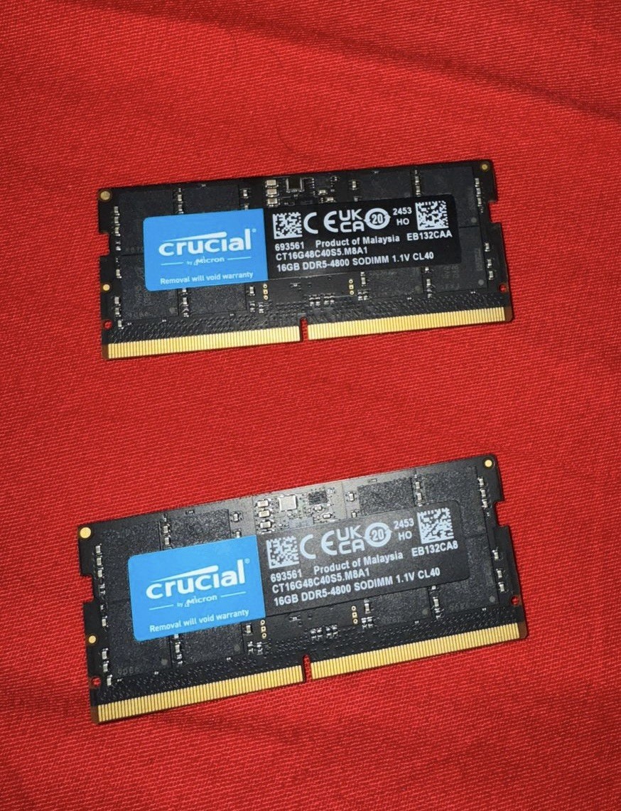 Crucial RAM 32GB Kit (2x16GB) DDR5 4800MHz CL40 Laptop Memory CT2K16G48C40S5 480
