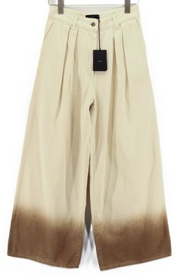 ALANUI Women's Jeans W24 Bright Hues Beige Brown Zip-Up Wide Pants RRP599 *