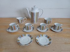 Vtg Midwinter Sienna Coffee Set, Pot, Jug, Sugar, 4 Cups, 6 Saucers -Jessie Tait
