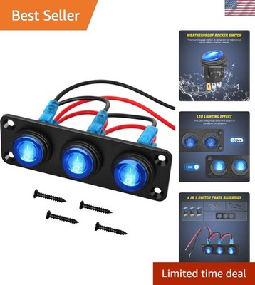 Compact 3 Gang LED Rocker Switch Panel for Cars and Boats - Easy Installation