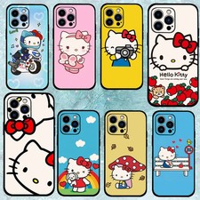 Hello Kitty Cute Black Silicone Case for iPhone 17 16 15 14 13 12 Pro Max Cover