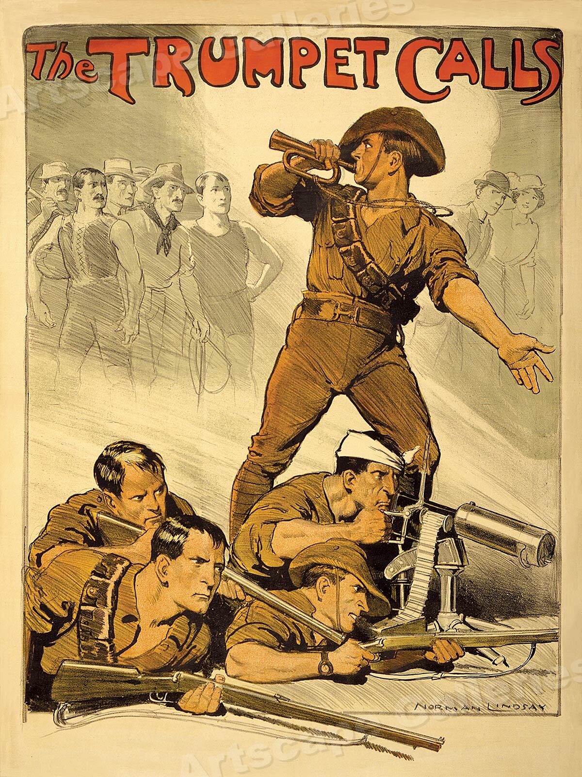 Affiche Vintage Reproduction US Army WWII 'Prêt à Tout !' - Format 24x32 Pouces, Papier Mat