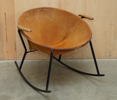 1960'S RARE BALLOON LOUNGE ROCKING ARMCHAIR BY HANS OLSEN FOR WARM NORDIC - Picture 2 of 14