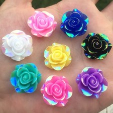 19mm 10pcs Resin rose Flower AB resin 3D flower Cabochons Cameo DIY wedding -E65