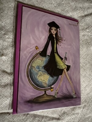 NEW Papyrus Bella Pilar Happy Graduation Day   Pretty Gems Globe Greeting Card
