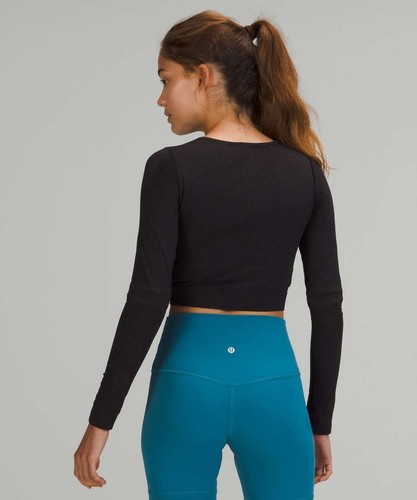 NEW lululemon Ebb to Street Long-Sleeve Shirt Black. Size 14. NWT - Picture 3 of 4