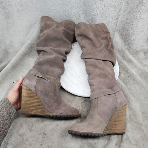Bakers Shoes Womens 9 Brown Leather Wedge Heel Knee Boots *GUC* - Picture 8 of 12
