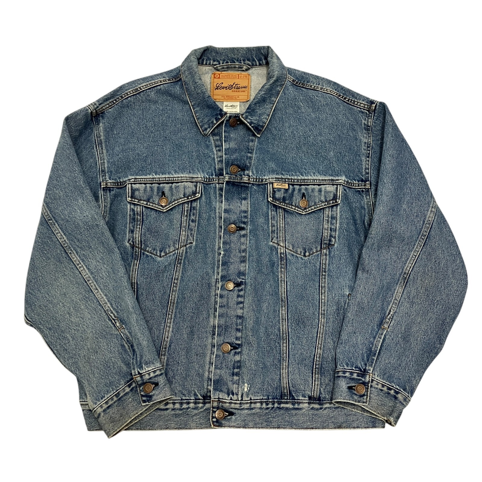 Vintage Levi's Signature Denim Trucker Jacket Blue Mens XL 100% Denim