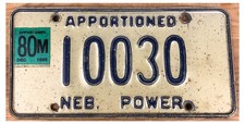Nebraska 1986 APPORTIONED TRUCK License Plate 10030!