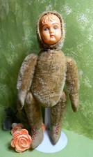 Antique German Mohair Doll Face Teddy Bear Growler - 12