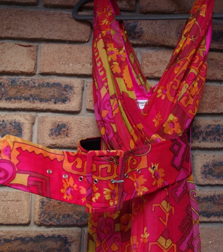 Eileen Kirby Bright Belted Silk Dress 10 - Picture 3 of 8