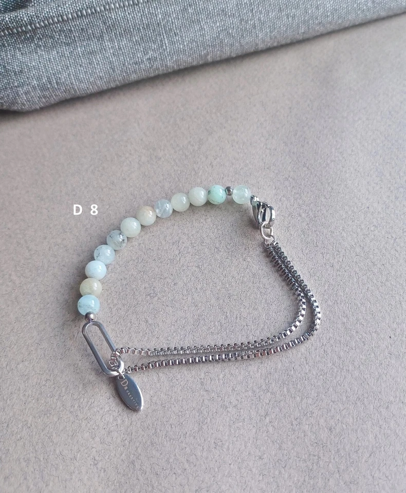 Nuevo Pulsera Hombre Piedra Aguamarina con Diseño Acero Inoxidable Hecha a Mano Foto 2 de 4