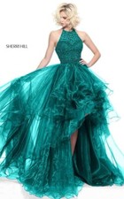 Beautiful Teal High Low Sherri Hill Prom Pageant Dress NWT Size 6 Style 51140