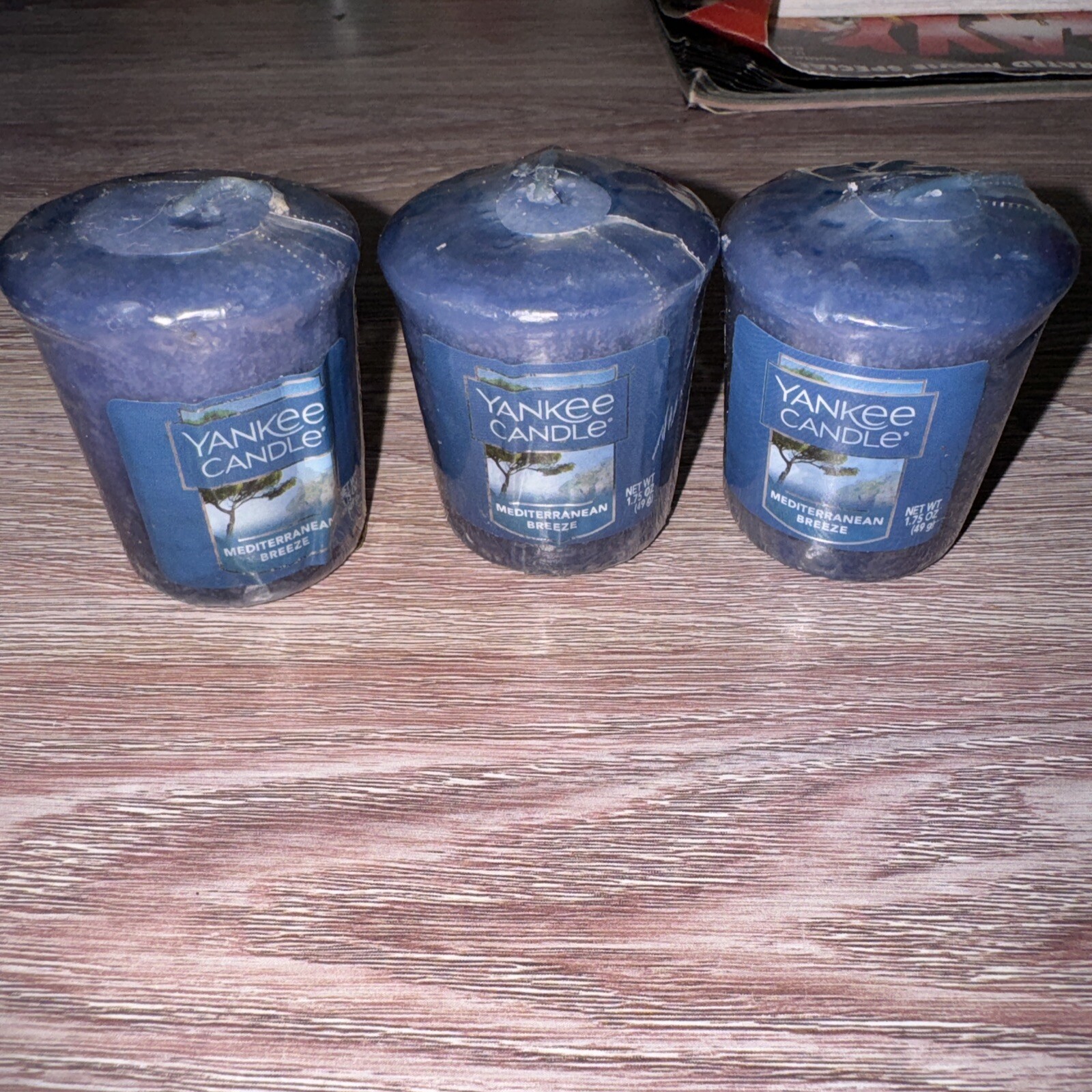 Yankee Candle Votives MEDITERRANEAN BREEZE Wax Melts Lot of 3 Blue Wax