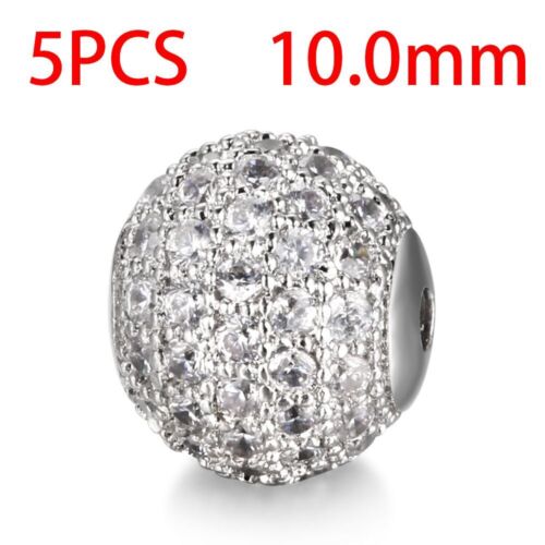 Round Ball Spacer Beads - Zircon Charms Bead Bracelet Making Jewelry Bead 5pcs - Picture 36 of 43