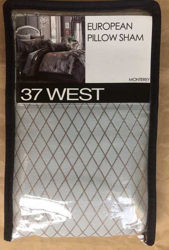 37 WEST "Monterey" EURO Pillow SHAM Size: 26 x 26” New SHIP FREE Silver / Brown