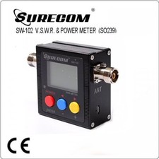 SURECOM SW-102 SO239 connector V.S.W.R. POWER METER w/build in Frequency counter