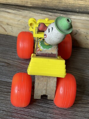 Vintage Fisher Price 724 Jolly Jalopy 1960s Circus Clown Car Wood