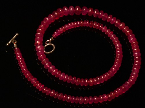 Collar de 17,5" con gemas de zafiro rosa natural de tamaño de 5 a 8 mm de cuentas de rondelle lisas - Imagen 6 de 9
