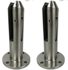 Lot Of 2 Clear View Glass Stainless Steel Spigot Glass Panels  Railing Holders