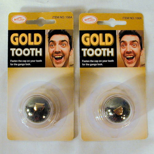 NEW GOLD JOKE TOOTH funny joke gag crazy teeth costume | eBay