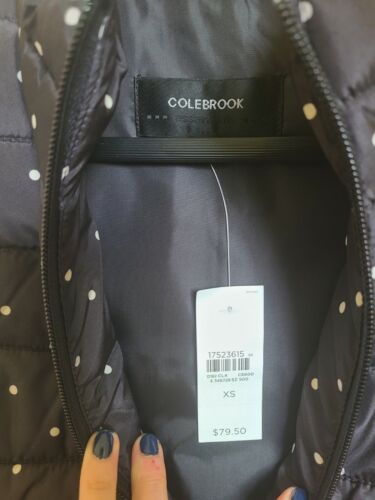 NWT Ann Taylor LOFT Colebrook black/white polka dot puffer vest, Size XS - Picture 3 of 5