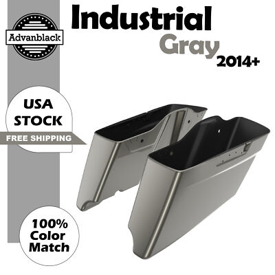 Advanblack INDUSTRIAL GRAY CVO Tapered Extended Saddlebag Fit 14+ Harley Touring