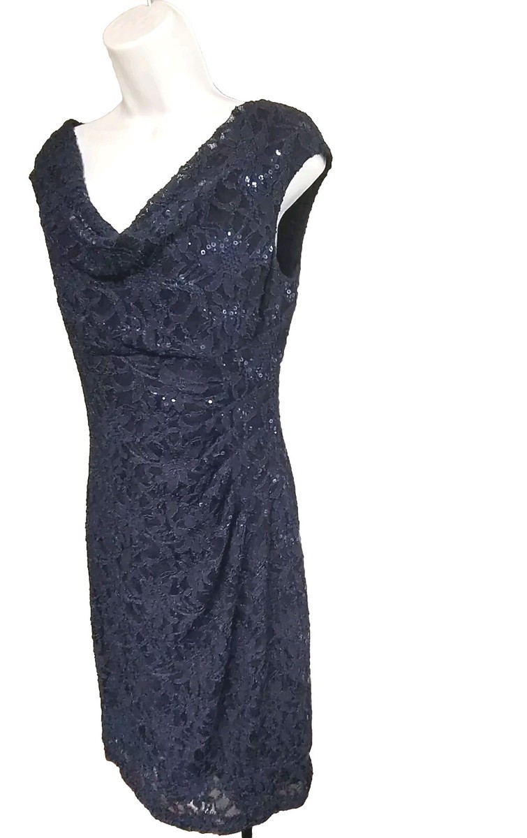 Ralph Lauren フォーマルドレス SEQUIN コントラスト長袖DRESS Lauren Ralph Lauren Lace Sheath Dress Sequin Cowl Neck Cap