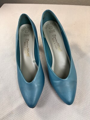 Vintage 1990 s Talons Premier Collections Flex Sole Blue Heels Sz 7.5