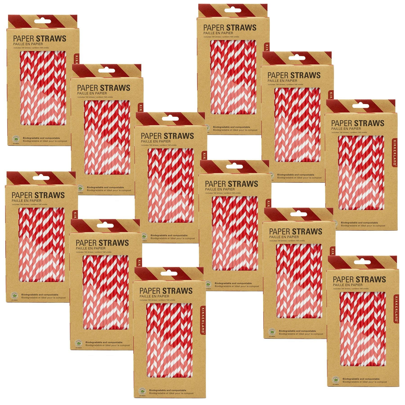 Kikkerland 1728 rot Striped Paper Retro Drinking Straws Biodegradable Bulk Pack Kikkerland 1728 rot Striped Paper Retro Drinking Straws Biodegradable Bulk Pack