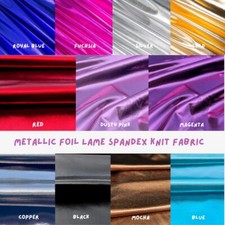FabricLA Metallic Foil Lame Spandex Knit Fabric 4-Way Stretch Apparel