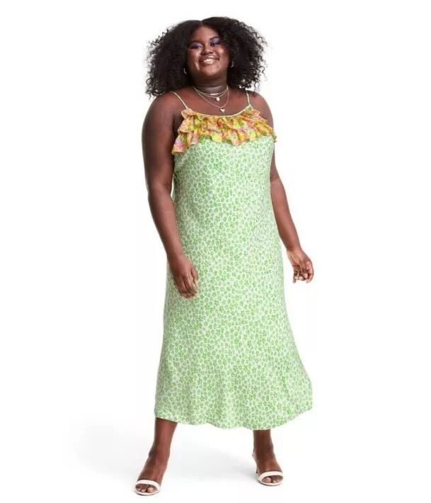 Rixo For Target Slip Dress Plus Size 3X Green Leopard