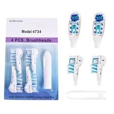 4 Pcs Sensitive Toothbrush Dual Clean Replacements Attachments Brush Heads Re...