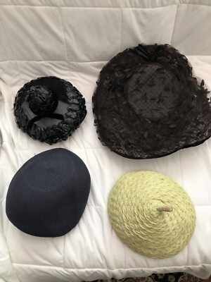 LOT OF 4 VINTAGE WOMENS DRESS HATS Four women dress in hats, heels, and dresses to board a  main image 2