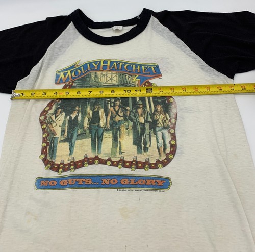 Vintage 1983 Molly Hatchet No Guts No Glory Raglan Tour Shirt USA Rock 19x27 80s - Picture 5 of 12