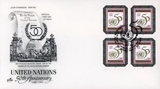 United Nations Geneva 262 Block FDC UN 50th Anniversary ArtCraft