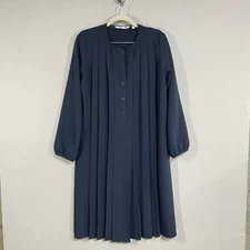 Uniqlo x JW Anderson Dress Women XS Navy Blue Button Pleated Shift Minimalist