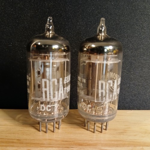 Coppia abbinata di tubi audio vecchio logo RCA piastra nera 5965 testati a 98/90, 87/84 - Foto 5 di 6