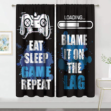 Boys Gamer Curtains 42W X 63H Inch Rod Pocket Gaming Decor for Teens Bedroom