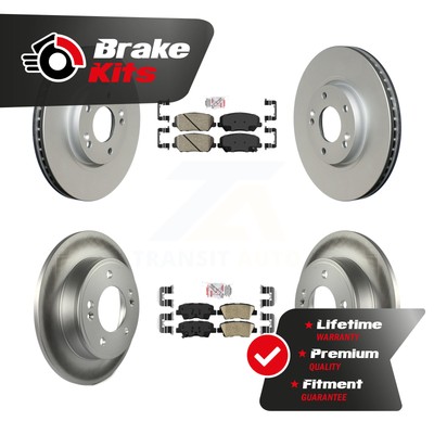 Front Rear Ceramic Pad & Coated Disc Brake Rotors Kit For 2014-2016 Kia Forte SX