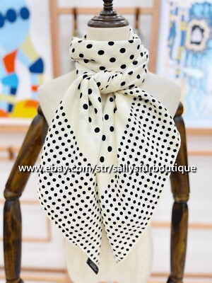 Sallys 70% Cashmere 30% Silk Stole Polka Dots Print Double Face
