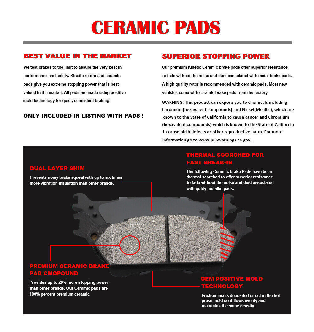 Front Rear Drilled Rotors Disc Brake Pads Kit Brakes for Honda Odyssey 2005-2010