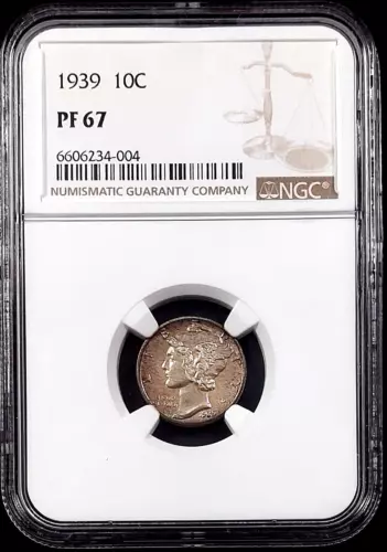 1939 Proof Mercury Dime certified PF 67 by NGC!