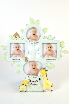Baby Boy Blue Giraffe Photo Picture Frame Babies 1st Haircut Steps